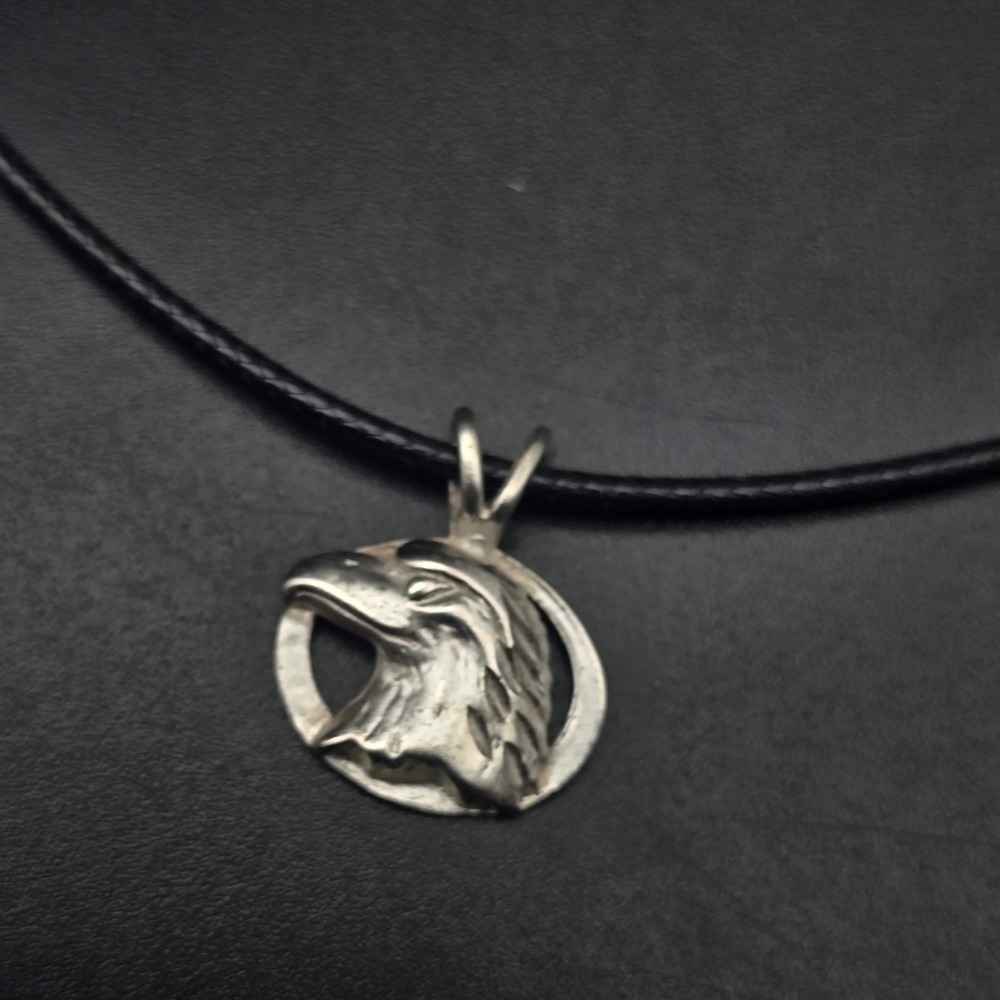 Sterling Silver Eagle Head Pendant Necklace Patriotic Bird